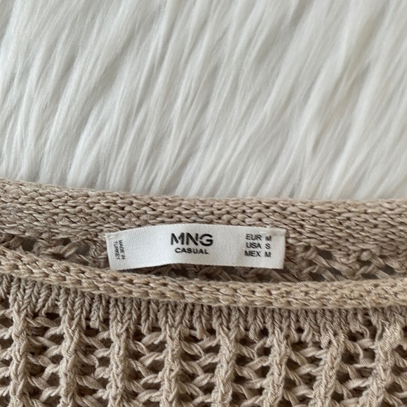 Mango Beige Knit Sweater | Size Small | Textured Crochet Cozy Neutral - Picture 2 of 3
